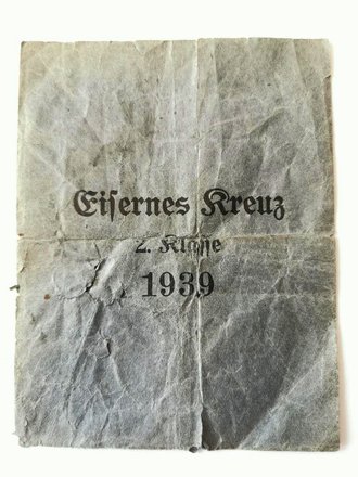 Tüte für Eisernes Kreuz 2. Klasse 1939,...