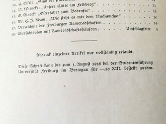 "Freiburger Studententag 1938 " Festschrift zum Ersten Studententag des N.S. Deutschen Studentenbundes Freiburg im Breisgau. 32 Seiten, DIN A4