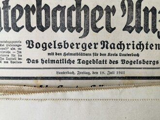 Konvolut von 133 Ausgaben " Lauterbacher Anzeiger, Vogelsberger Nachrichten"  Alle Ausgaben von 1941 und 42, nicht auf Vollständigkeit überprüft