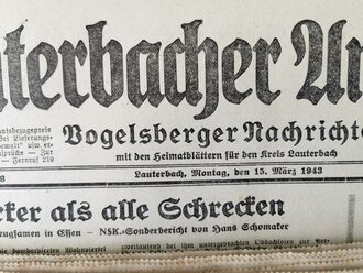 Konvolut von 133 Ausgaben " Lauterbacher Anzeiger, Vogelsberger Nachrichten"  Alle Ausgaben von 1941 und 42, nicht auf Vollständigkeit überprüft