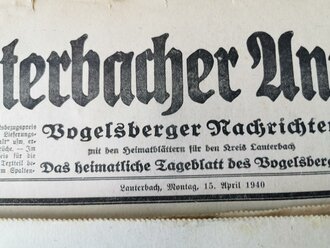 Konvolut von 133 Ausgaben " Lauterbacher Anzeiger, Vogelsberger Nachrichten"  Alle Ausgaben von 1941 und 42, nicht auf Vollständigkeit überprüft