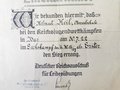 Ehrenurkunde DRL für den Sieg bei den Reichsjugendwettkämpfen 1922