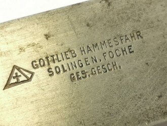 Hitler Jugend Fahrtenmesser Gottlieb Hammesfahr Solingen, mit Klingeninschrift, Griffemblem fehlt