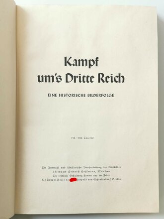 Sammelbilderalbum " Kampf ums Dritte Reich" komplett, angeschmutzt, auf der ersten Seite diverse Kinderklebebilder