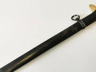 Reichswehr, Infanterie Offiziers Degen, Hersteller Eickhorn. Klappgefäß wackelt leicht, Scheide original lackiert. Selten