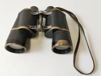 Dienstglas 7 x 50 der Wehrmacht. Hersteller Carl Zeiss Jena. Durchsicht minimal neblig. Frühes Glas aus Messing