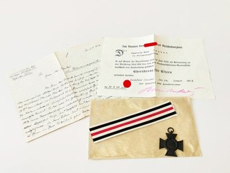 Ehrenkreuz für Witwen und Waisen , Hersteller G11, Neuwertig mit Urkunde und Nachricht aus dem 1. Weltkrieg