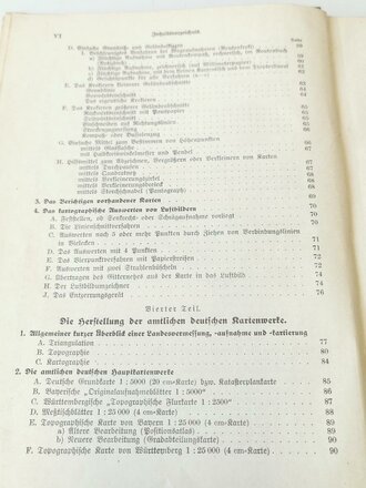 "Karten- und Geländekunde" Leitfaden für militärisches Aufnehmen und Kartenwesen.... Datiert 1939 mit 140 Seiten