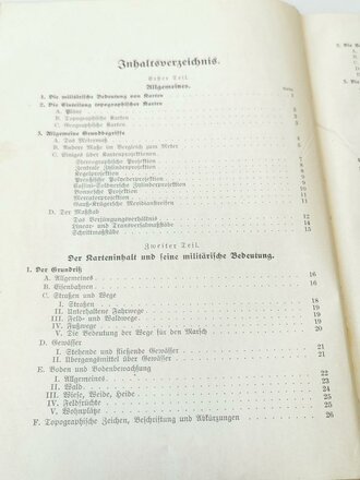 "Karten- und Geländekunde" Leitfaden für militärisches Aufnehmen und Kartenwesen.... Datiert 1939 mit 140 Seiten