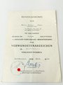 Besitzzeugnis zum Verwundetenabzeichen schwarz, ausgestellt am 25.9.1944 für einen Angehörigen im 7./Fsch. Jäg. Rgt. 9