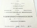 Besitzzeugnis zum Verwundetenabzeichen schwarz, ausgestellt am 25.9.1944 für einen Angehörigen im 7./Fsch. Jäg. Rgt. 9