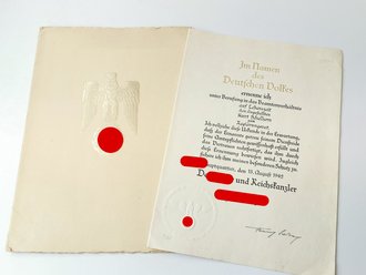 Großformatige Ernennungsurkunde zum Regierungsrat, ausgestellt 1942