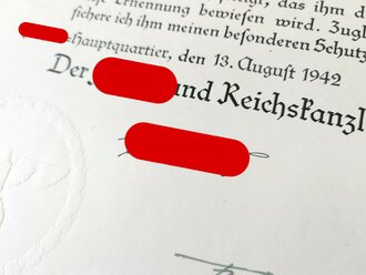 Großformatige Ernennungsurkunde zum Regierungsrat, ausgestellt 1942