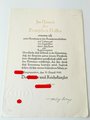 Großformatige Ernennungsurkunde zum Regierungsrat, ausgestellt 1942
