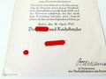 Großformatige Ernennungsurkunde zum Oberintendanturrat, ausgestellt 1940. Dazu drei weitere Ernennungen, eine davon mit eigenhändiger Unterschrift Reichskriegsminister Werner von Blomberg