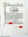 Großformatige Ernennungsurkunde zum Oberintendanturrat, ausgestellt 1940. Dazu drei weitere Ernennungen, eine davon mit eigenhändiger Unterschrift Reichskriegsminister Werner von Blomberg