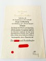 Großformatige Beförderungsurkunde zum Major, ausgestellt 1938 in Berchtesgaden. Die eierschalenfarbene Mappe defekt