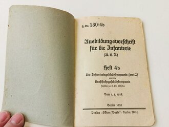 H.Dv.130/4b Ausbildungsvorschrift für Infanterie, datiert 1938, A6, 51 Seiten