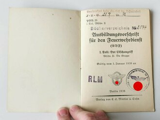 Ausbildungsvorschrift für den Feuerwehrdienst, datiert 1938/39, A6, 16 Seiten