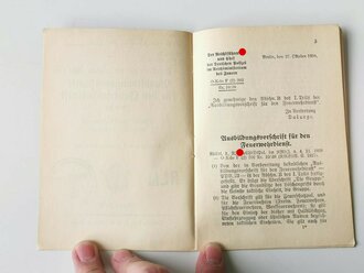 Ausbildungsvorschrift für den Feuerwehrdienst, datiert 1938/39, A6, 16 Seiten