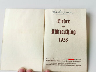 HJ, Lieder vom Führerthing 1938, A6, 36 Seiten