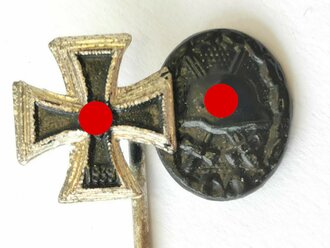 Miniatur Eisernes Kreuz 2. Klasse 1939 und Verwundetenabzeichen schwarz in 9mm