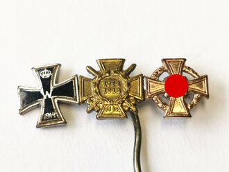 Miniatur Eisernes Kreuz  2. Klasse 1914, Ehrenkreuz für Frontkämpfer und Treudienstehrenzeichen in 9mm