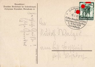 Ansichtskarte NSRL "Erste Großdeutsche Schwimm Meisterschaften Darmstadt 1938"