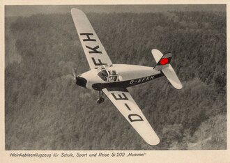 Ansichtskarte Luftwaffe "Kleinkabinenflugzeug für Schule, Sport und Reise Si 202 - Hummel"