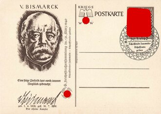 Ansichtskarte Winterhilfswerk "6. Reichsstraßensammlung 29. - 31. März 1940" V. Bismarck