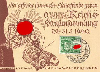 Ansichtskarte Winterhilfswerk "6. Reichsstraßensammlung 29. - 31.3.1940"
