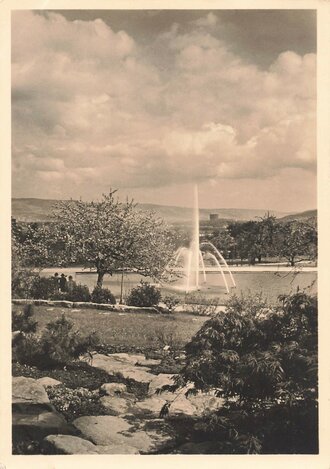 Ansichtskarte Reichsgartenschau Stuttgart 1939 "Blick über das Seengebiet auf die Stuttgarter Berge", datiert 1941
