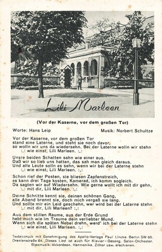 Ansichtskarte "Lili Marleen"