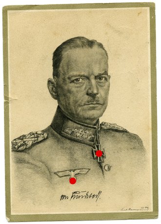 Ansichtskarte "Der Führer uns seine Generale des Heeres - Generalfeldmarschall von Rundstedt", datiert 1942