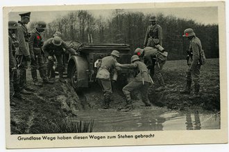 Ansichtskarte "Grundlose Wege haben diesen Wagen zum...