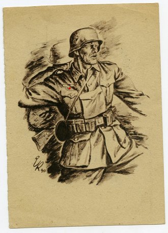 Ansichtskarte Zeichnung "Unteroffizier Ernst Kretschmann"