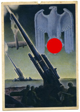 Ansichtskarte "Die deutsche Wehrmacht" - Flak, am oberen Rand leicht eingerissen
