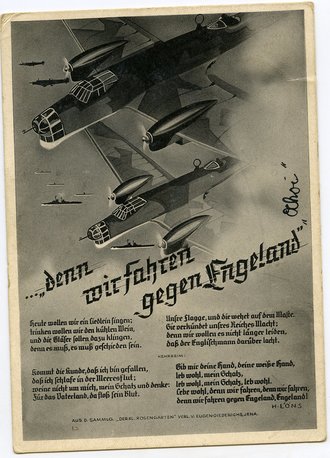 Ansichtskarte "...denn wir fahren gegen England", datiert 1940