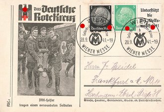 Ansichtskarte "Das Deutsche Roten Kreuz - DRK-Helfer tragen einen verwundeten Soldaten, datiert 1941