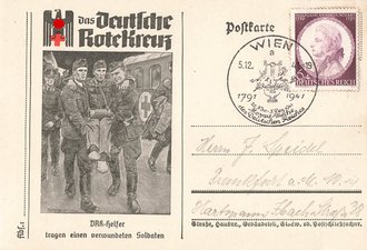 Ansichtskarte "Das Deutsche Roten Kreuz - DRK-Helfer tragen einen verwundeten Soldaten, datiert 1941