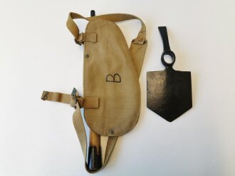 British Pattern 37 entrenching tool and cover, both 1944 dated