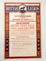 British 1936 dated wall poster British Legion. 50 x 76 cm, severals holes, folded