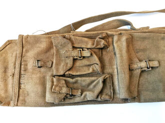 British 1943 dated Bren spare barrel bag, well used