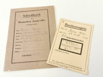 Deutsches Jungvolk, Besitzzeugnis und Schießbuch zum Schießabzeichen eines Angehörigen im Fähnlich 4/708 Speyer