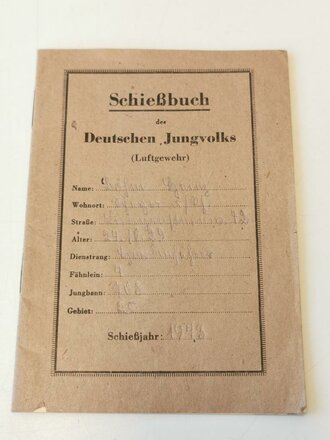 Deutsches Jungvolk, Besitzzeugnis und Schießbuch zum Schießabzeichen eines Angehörigen im Fähnlich 4/708 Speyer