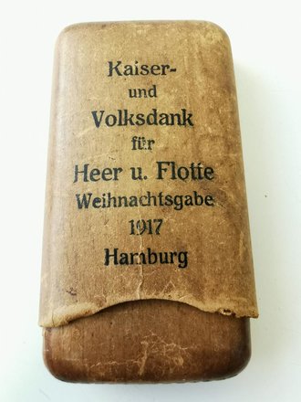 1. Weltkrieg, Pappdose "Kaiser- und Volksdank...