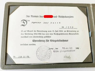 Ehrenkreuz für Kriegsteilnehmer in Präsentationsmappe