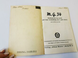 "MG34 Merkbuch für das Gerät und seine Verwendung als l. und s.MG" von 1938 mit 38 Seiten