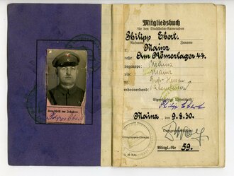 "Der Stahlhelm Bund der Frontsoldaten" Mitgliedsbuch eines Angehörigen aus Mainz, Umschlag löst sich