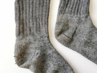 Paar Wollsocken für Angehörige der Wehrmacht. Getragenes Paar